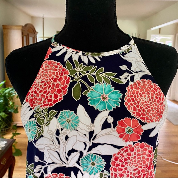 dee elle Floral Summer Halter Romper Turquoise Coral - Picture 6 of 14